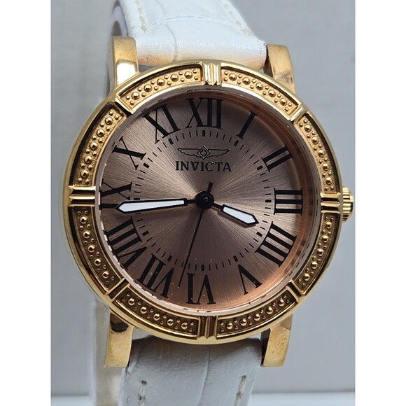 Invicta Wildflower Womens 33mm Rose Gold 50M WR White Leather Watch New Battery main image 11